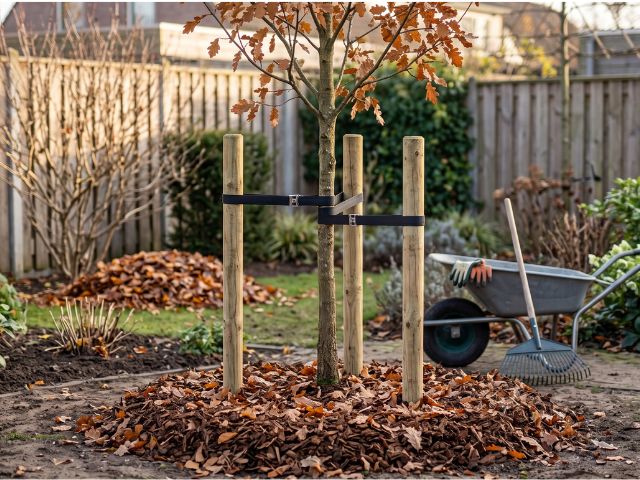 Baumpfahl bei einem jungen Baum
